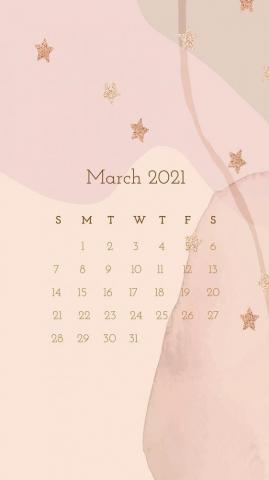 Calendar March Printable With Abstract Watercolor Background