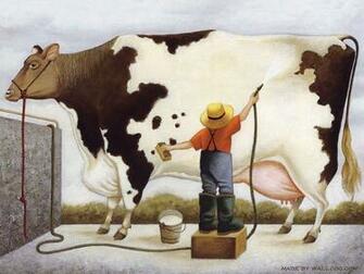 Lowell Herrero Cows Wallpaper Funny Farm Animal Paintings
