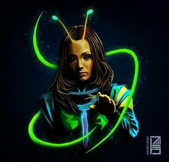 Mantis Marvel Neon Potraits Painting Avengers