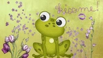 HD Frog Cartoon Wallpaper Green Kisses Stars