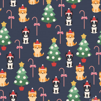 Boston Terrier Welsh Corgi Puppies Seamless Pattern Wallpaper
