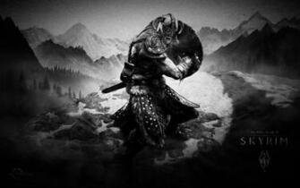 Skyrim Wallpaper Border Classic Black And White
