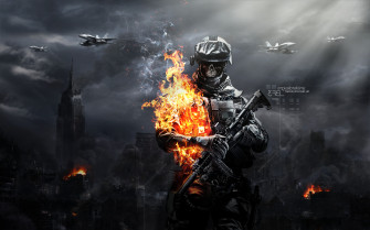 Video Games Battlefield Fire Skyscraper Jet Airplane Aircraft Wallpaper