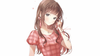 Wallpaper Cute Brunette Anime Girl Long Hair