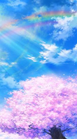 Anime Sky Cloud Spring Art Illustration iPhone Wallpaper