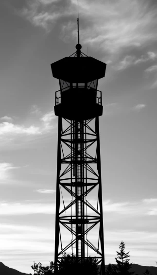 Black And White Fire Watch Tower Wallpaper