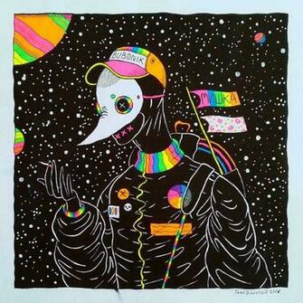 Approx 205205mm Sold Plaguedoctor Neon Technicolor