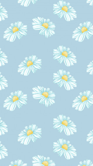 Cute Blue Phone Flower Drawing Wallpaper