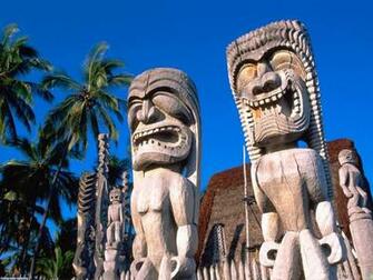 Hawaiian Tiki Statues Wallpaper Open Walls