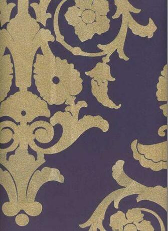 Kelly Deco Velvet Flocked Wallpaper Flock Purple