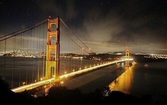 Wallpaper Van De Golden Gate Bridge Bij Nacht