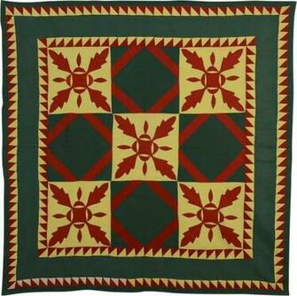 Mennonite Oakleaf Variation Quilt Circa Pennsylvania