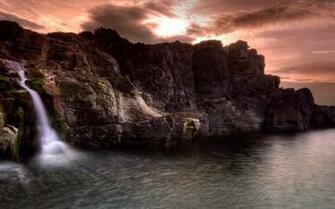 Waterfalls Of Mountain To Beach HD Wallpaper Desktop Background