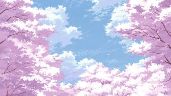 Cherry Blossoms Anime Scenery Wallpaper