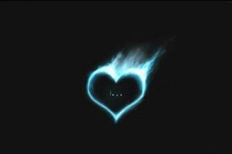 Blue Love Fire Burning Heart In Flame HD Wallpaper