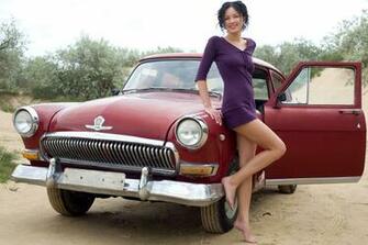 Girl And Red Car Wallpaper Image Pictures Photos