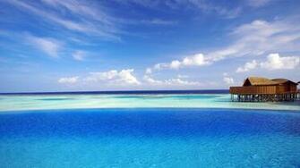 Wallpaper Maldives Tropical Bungalows Ocean 4k