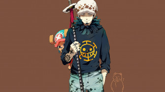 Trafalgar Law And Tony Chopper Ready For Adventure Wallpaper