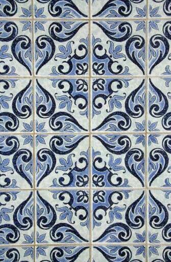 Blue Spanish Pattern Tile Wallpaper