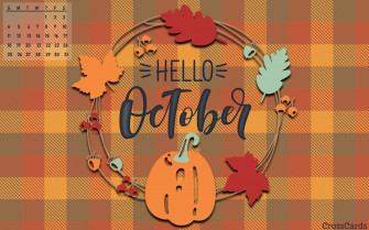 October Hello Desktop Calendar Wallpaper