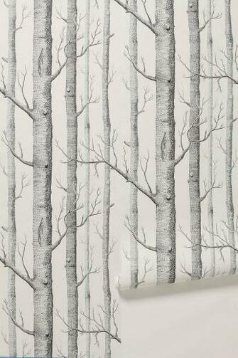 Wood Trees Forest Wallpaper Black And White Gray Modern Jpeg