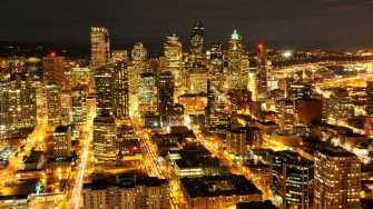 Wallpaper 4k Usa Washington Seattle Night City Skyscrapers