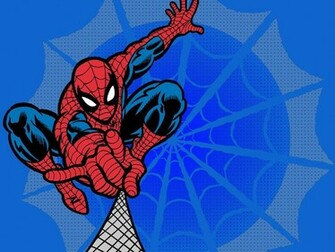 Blue Background Spiderman Cute Cartoon Wallpaper