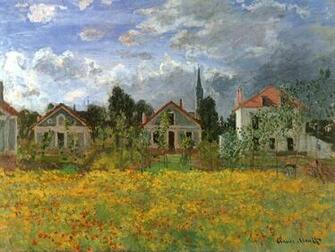 Monet Impressionism Houses Wallpaper Desktop