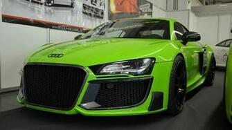 Green Audi R8 Gt Spyder Close Up Wallpaper Car