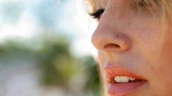 Blonde Girl With Piercing In A Nose Close Up Wallpaper And Image
