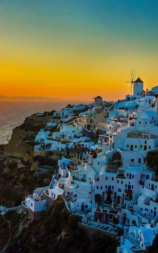 Sunset Of Santorini Island HD Mobile Wallpaper