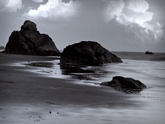 Black White Sand Beach Wallpaper HD