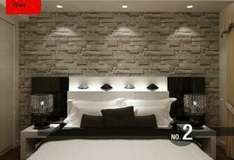 Modern Stacked Brick 3d Stone Wallpaper Roll Grey Wall