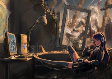 Headphones HD Wallpaper Gamer Girl Anime