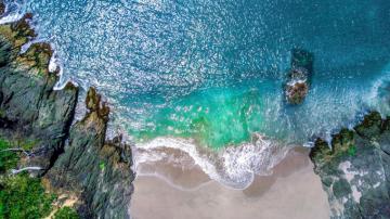 Wallpaper Top Sand Beach Rocks Waves Nature Water