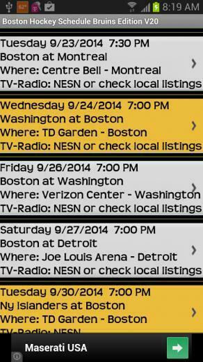 Schedule Boston Bruins Fans Android Apps On Google Play