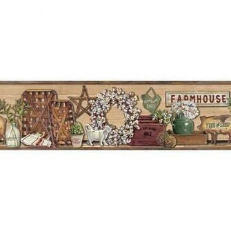 York Wallcoverings Farmhouse Shelf Wallpaper Border Lg1301bd The