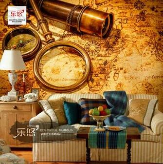 Shipping Custom Wallpaper Retro Bar Cafe Ktv Sofa Backdrop