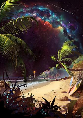 By Ilya Benkin Beach Wallpaper UHD Illustration