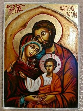 Holy Family Hand Painted Icon Catholic Religious Art Wedding Gifthands