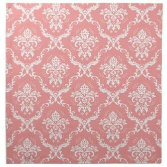 White And Pink Floral Damask Napkins