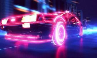 Wave Synthwave 1980s Neon Delorean Car Retro Games Wallpaper HD