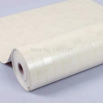 Waterproof Walls Bathroom Wallpaper White Mosaic Tiled Wall