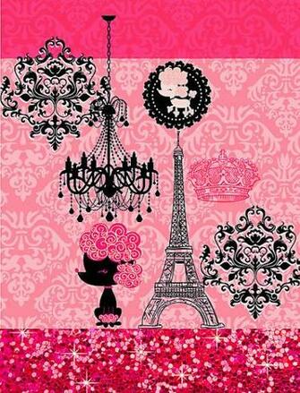 French Girly Eiffel Tower Poodle Damask Elegant By Girlygirl