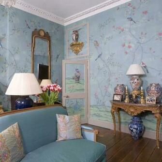 Toile And Oriental Bird Wallpaper Design By Color