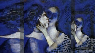 Wallpaper Juggler Lovers Blue Chagall