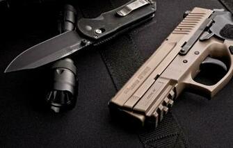 Wallpaper Gun Sig Sauer Pistol Knife Image For Desktop
