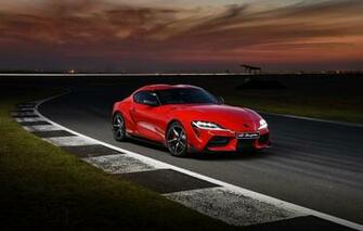 Wallpaper Red Coupe Track The Evening Toyota Supra Gr