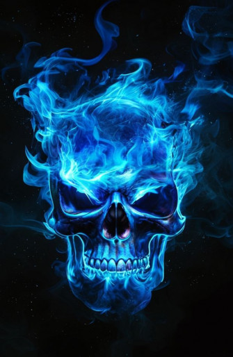 Blue Fire Skull Wallpaper