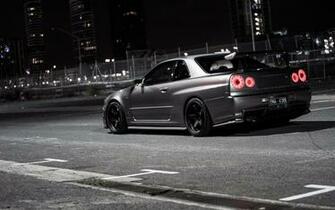 Nissan Skyline R34 Street Night HD Wallpaper